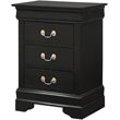 Pemberly Row Set of 2 Engineered Wood 3-Drawer Nightstands in Black