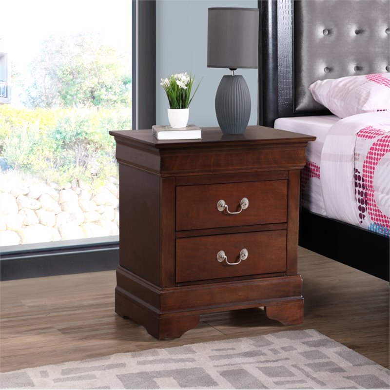 Pemberly Row Set of 2 Engineered Wood 2-Drawer Nightstands in Cappuccino