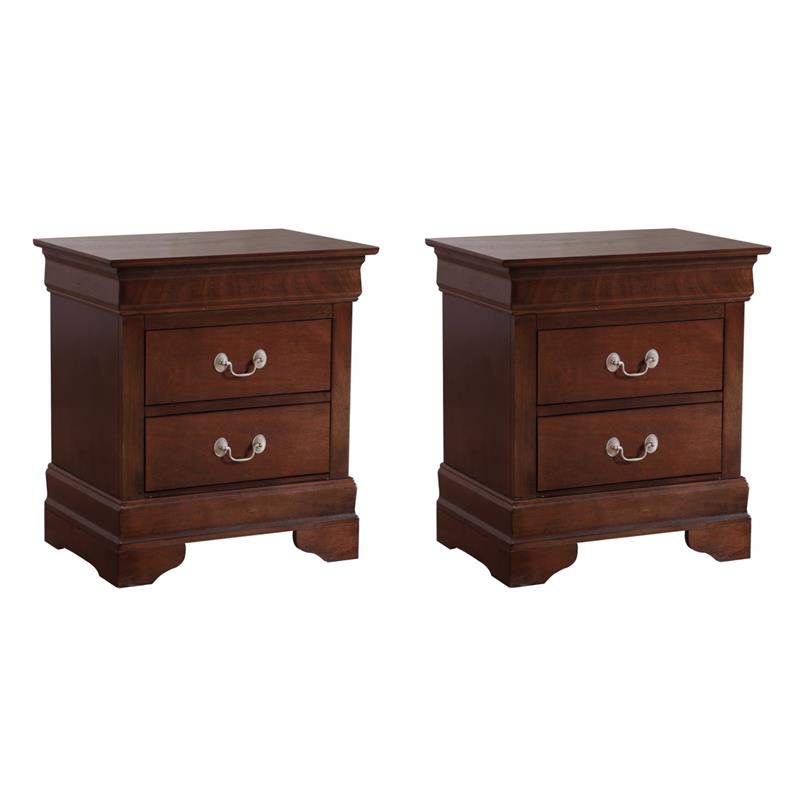 Pemberly Row Set of 2 Engineered Wood 2-Drawer Nightstands in Cappuccino