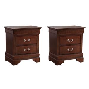 Pemberly Row Set of 2 Engineered Wood 2-Drawer Nightstands in Cappuccino