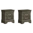 Pemberly Row Set of 2 Engineered Wood 2-Drawer Nightstands in Gray