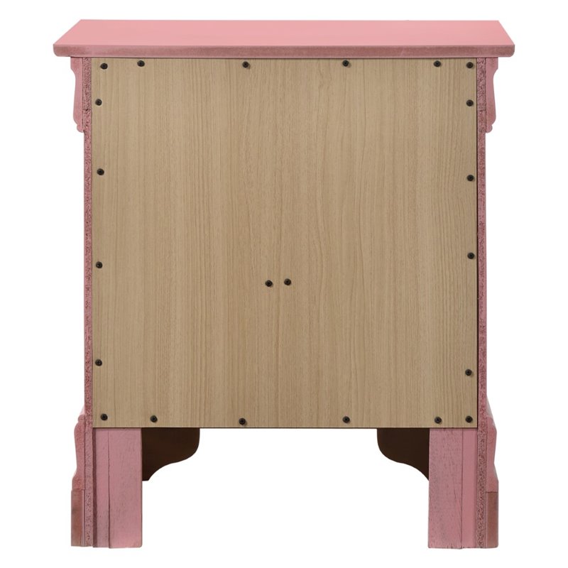 Pemberly Row Set of 2 Engineered Wood 2-Drawer Nightstands in Pink