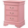 Pemberly Row Set of 2 Engineered Wood 3-Drawer Nightstands in Pink