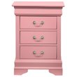 Pemberly Row Set of 2 Engineered Wood 3-Drawer Nightstands in Pink