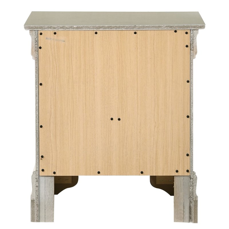 Pemberly Row Set of 2 Engineered Wood 2-Drawer Nightstands in Silver Champagne