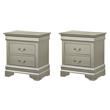 Pemberly Row Set of 2 Engineered Wood 2-Drawer Nightstands in Silver Champagne