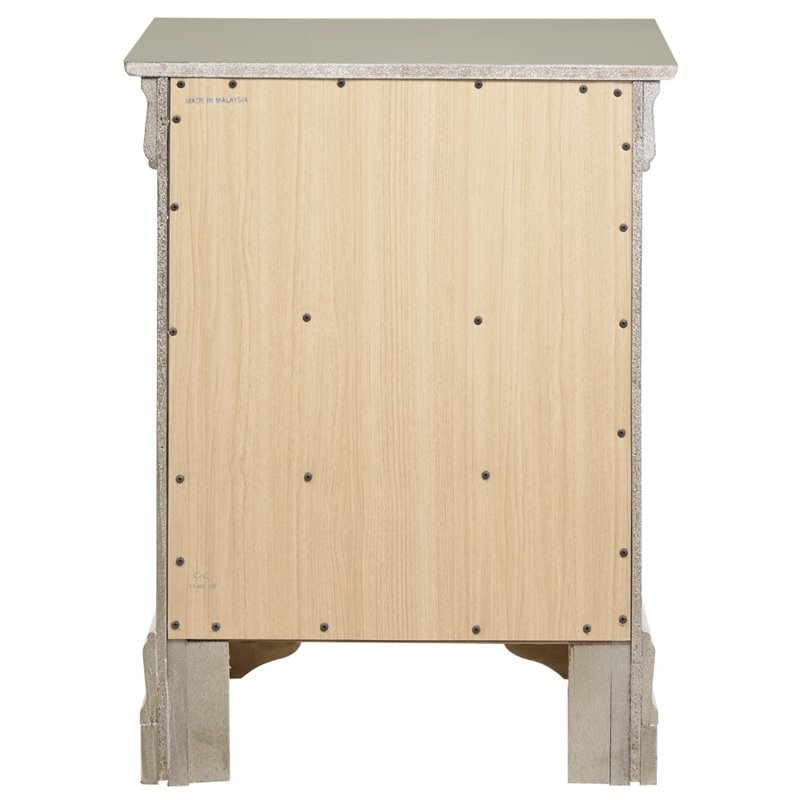 Pemberly Row Set of 2 Engineered Wood 3-Drawer Nightstands in Silver Champagne