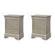 Pemberly Row Set of 2 Engineered Wood 3-Drawer Nightstands in Silver Champagne