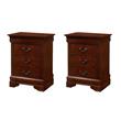 Pemberly Row Set of 2 Engineered Wood 3-Drawer Nightstands in Cherry