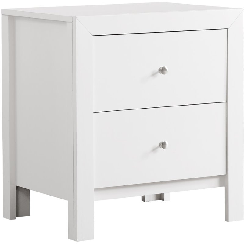 Pemberly Row Set of 2 Engineered Wood 2-Drawer Nightstands in White