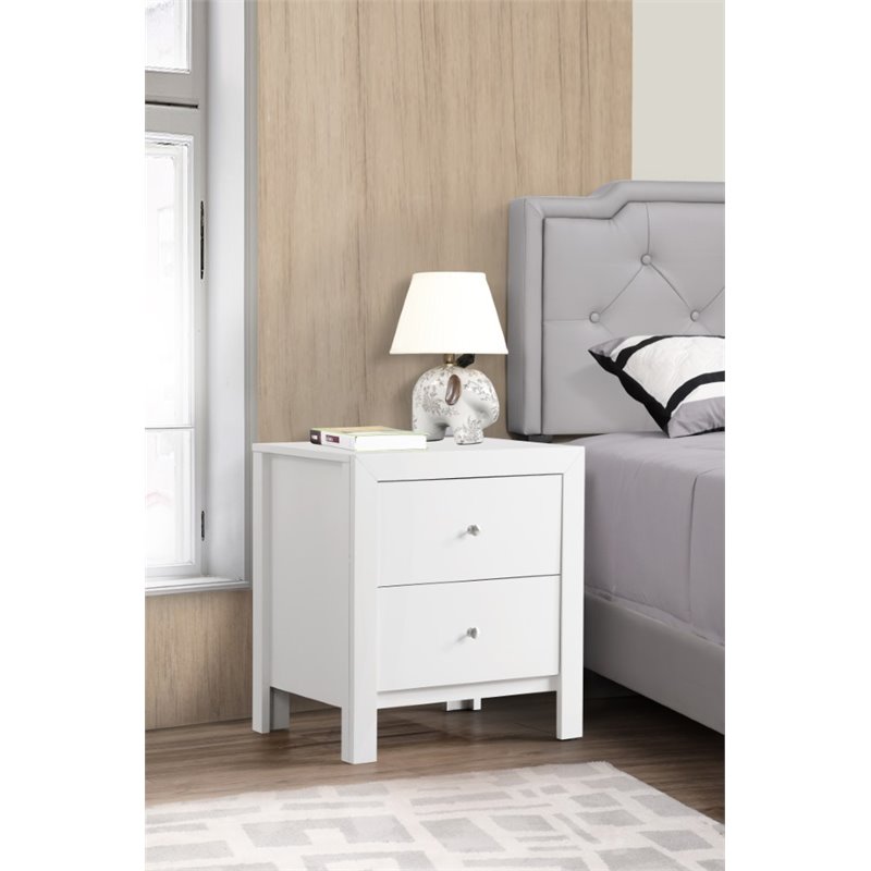 Pemberly Row Set of 2 Engineered Wood 2-Drawer Nightstands in White