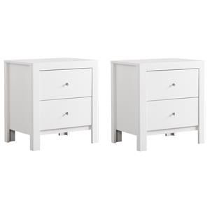 Pemberly Row Set of 2 Engineered Wood 2-Drawer Nightstands in White