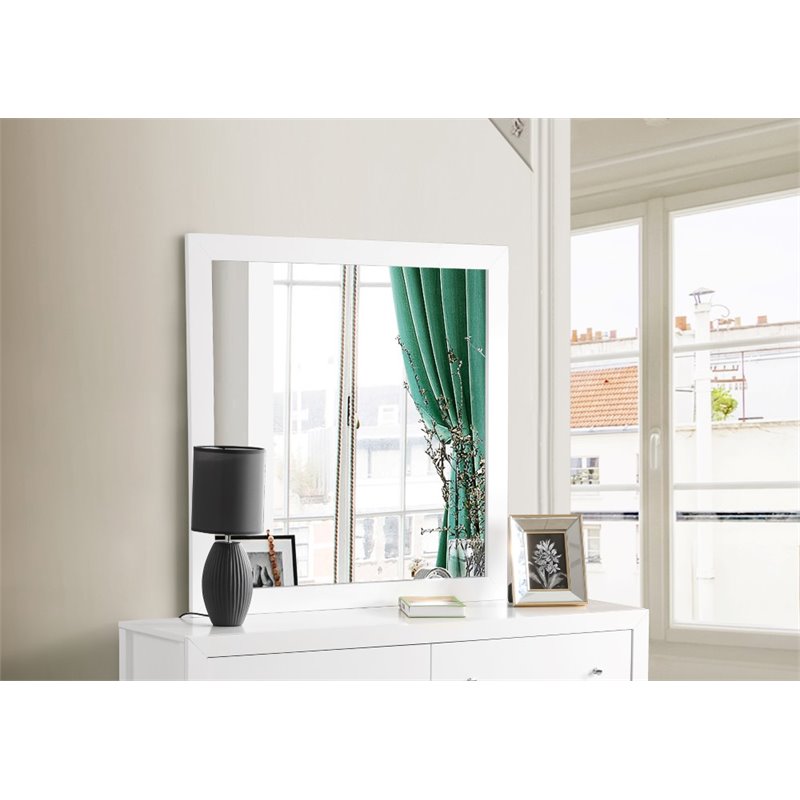 Pemberly Row Set of 2 Transitional 6-Drawer Dresser and Mirror in White