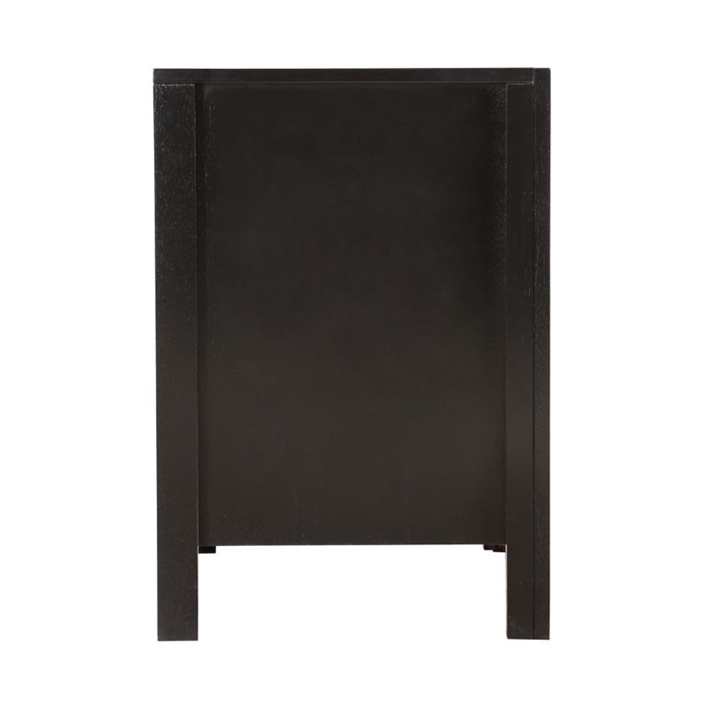 Pemberly Row Set of 2 Engineered Wood 2-Drawer Nightstands in Black