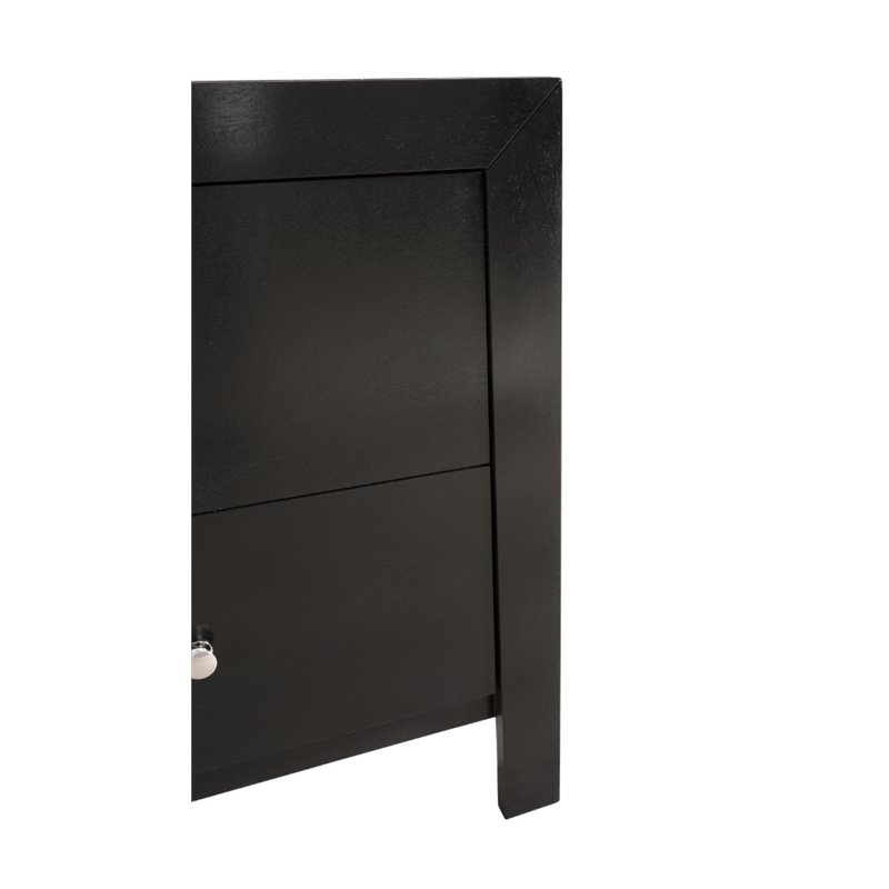 Pemberly Row Set of 2 Engineered Wood 2-Drawer Nightstands in Black