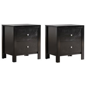 Pemberly Row Set of 2 Engineered Wood 2-Drawer Nightstands in Black