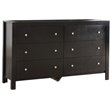 Pemberly Row Set of 2 Transitional 6-Drawer Dresser and Mirror in Black