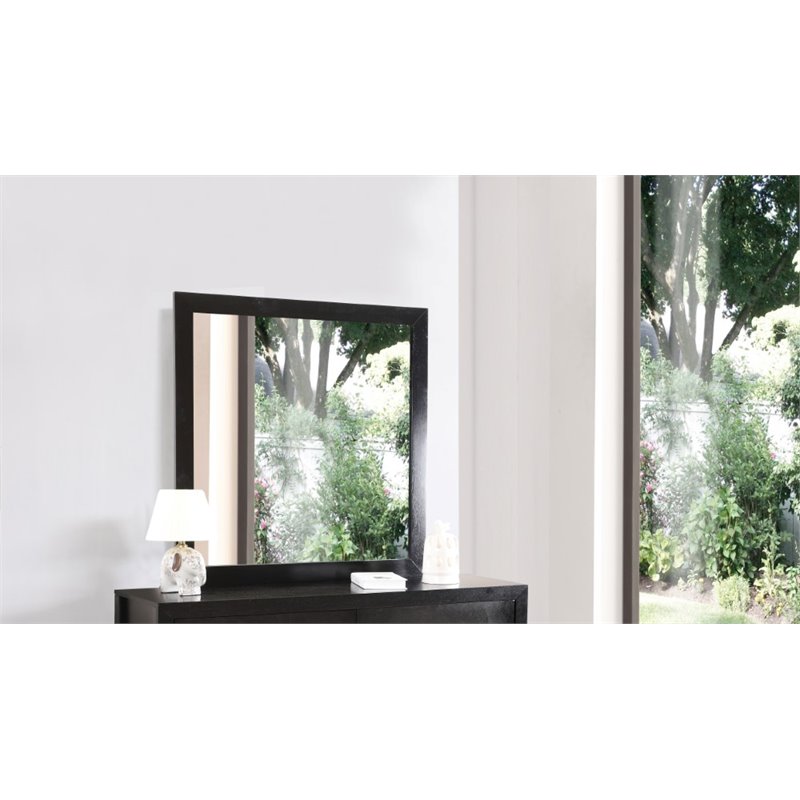 Pemberly Row Set of 2 Transitional 6-Drawer Dresser and Mirror in Black