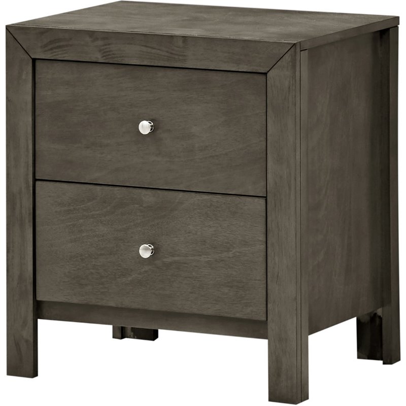 Pemberly Row Set of 2 Engineered Wood 2-Drawer Nightstands in Gray