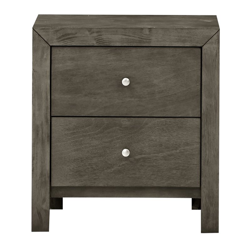 Pemberly Row Set of 2 Engineered Wood 2-Drawer Nightstands in Gray
