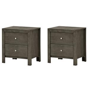 Pemberly Row Set of 2 Engineered Wood 2-Drawer Nightstands in Gray