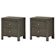 Pemberly Row Set of 2 Engineered Wood 2-Drawer Nightstands in Gray