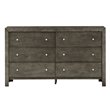 Pemberly Row Set of 2 Transitional 6-Drawer Dresser and Mirror in Gray