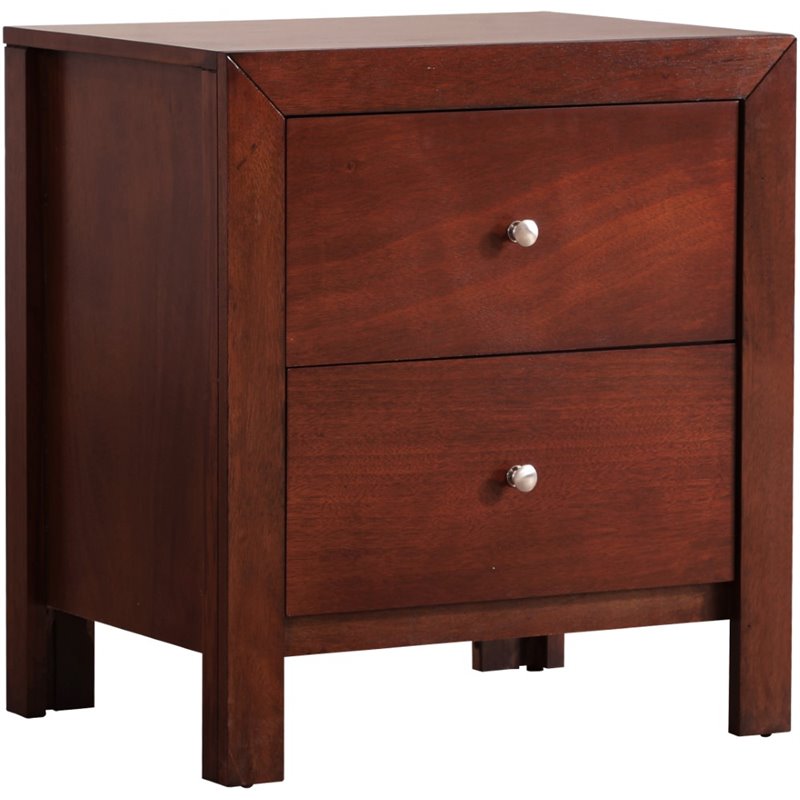 Pemberly Row Set of 2 Engineered Wood 2-Drawer Nightstands in Cherry