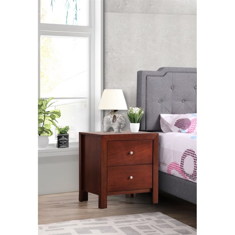 Pemberly Row Set of 2 Engineered Wood 2-Drawer Nightstands in Cherry