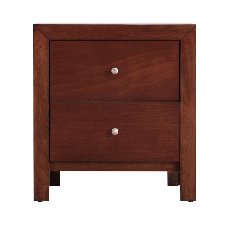 Pemberly Row Set of 2 Engineered Wood 2-Drawer Nightstands in Cherry
