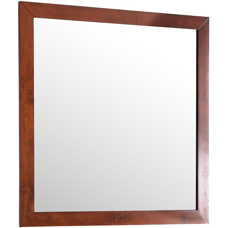 Pemberly Row Set of 2 Transitional 6-Drawer Dresser and Mirror in Cherry