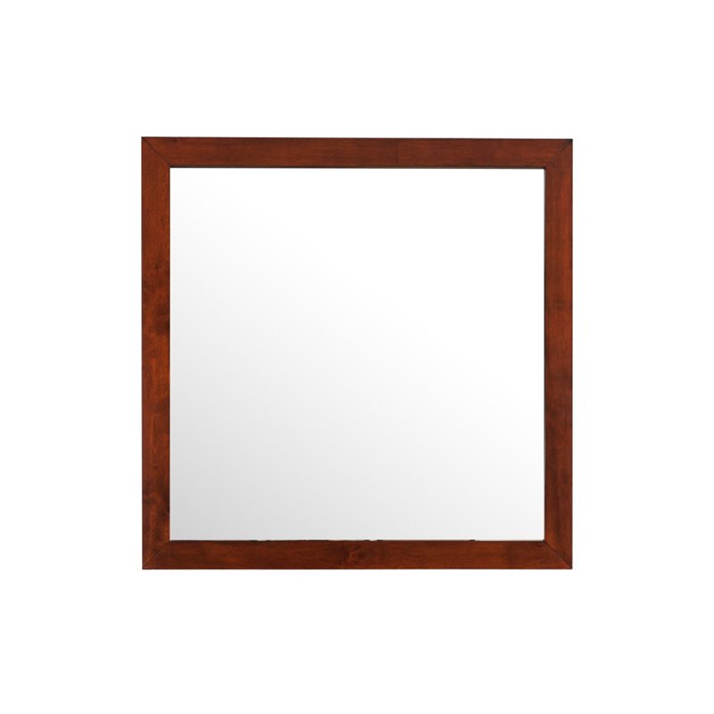 Pemberly Row Set of 2 Transitional 6-Drawer Dresser and Mirror in Cherry
