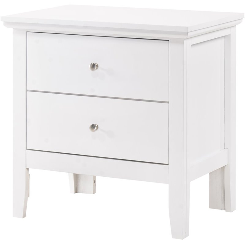 Pemberly Row Set of 3 Transitional Dresser and Nightstand and Mirror in White