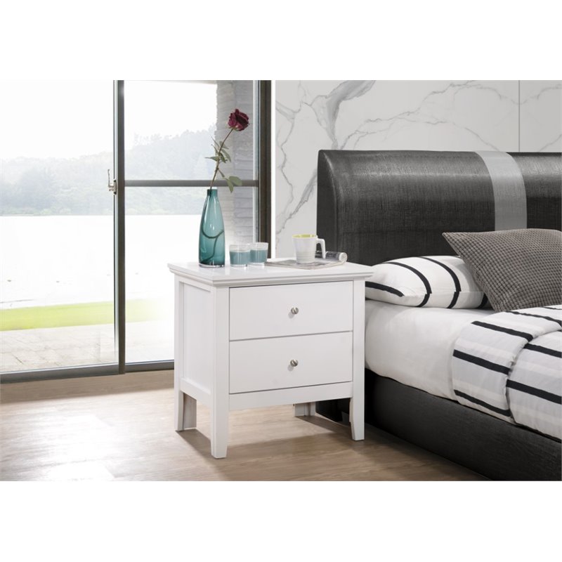 Pemberly Row Set of 3 Transitional Dresser and Nightstand and Mirror in White
