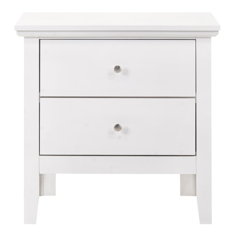 Pemberly Row Set of 3 Transitional Dresser and Nightstand and Mirror in White