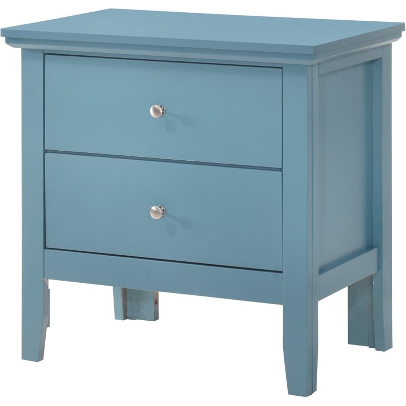 Pemberly Row Set of 2 Engineered Wood 2-Drawer Nightstands in Teal