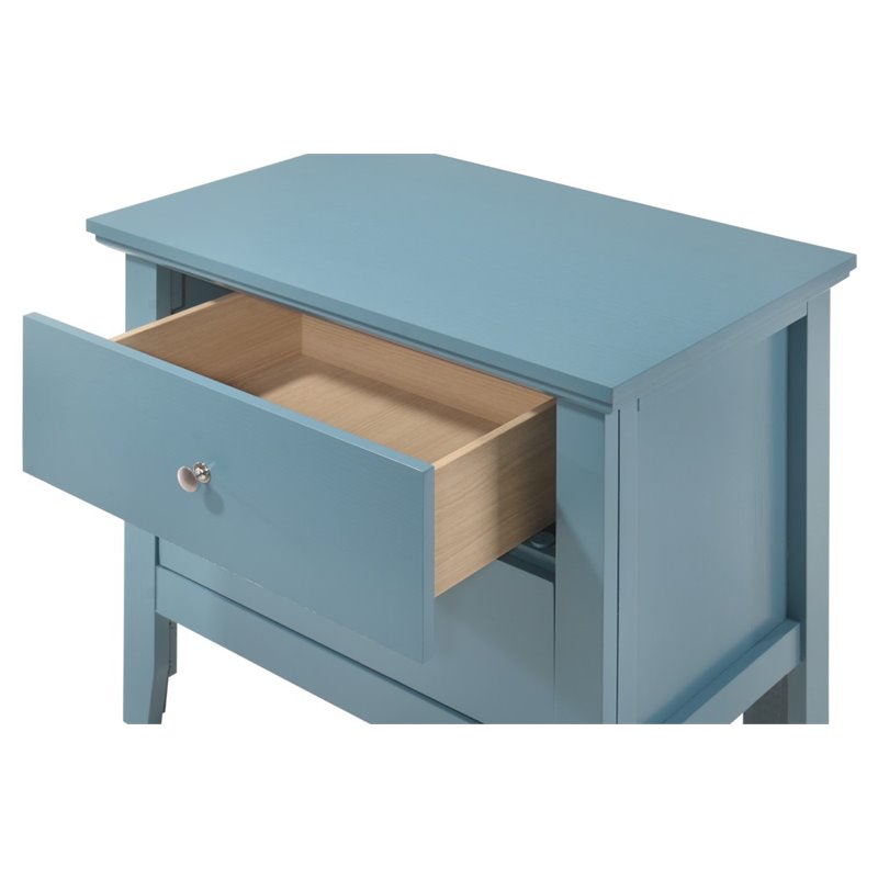 Pemberly Row Set of 2 Engineered Wood 2-Drawer Nightstands in Teal