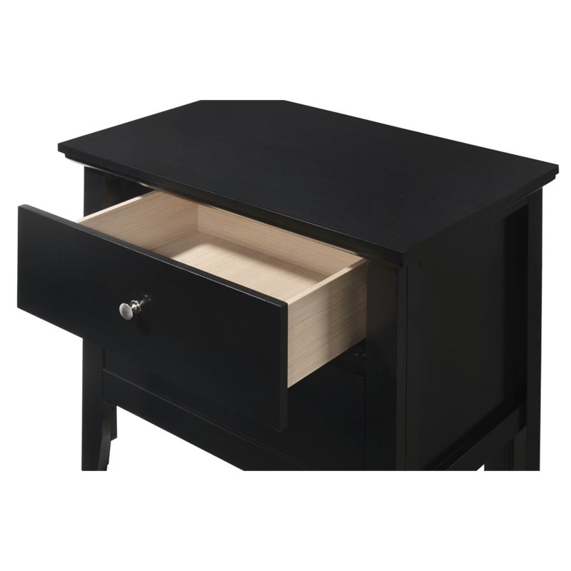 Pemberly Row Set of 3 Transitional Dresser and Nightstand and Mirror in Black