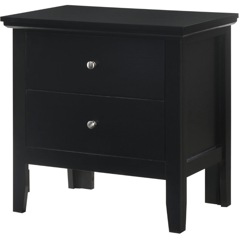 Pemberly Row Set of 3 Transitional Dresser and Nightstand and Mirror in Black