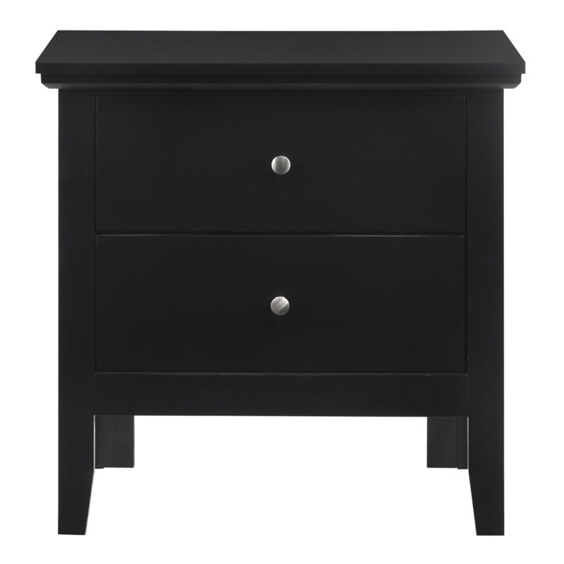 Pemberly Row Set of 3 Transitional Dresser and Nightstand and Mirror in Black