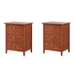 Pemberly Row Set of 2 Engineered Wood 3-Drawer Nightstands in Oak