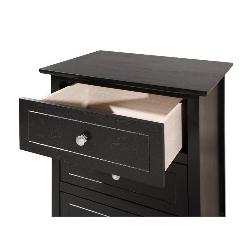 Pemberly Row Set of 2 Engineered Wood 3-Drawer Nightstands in Black