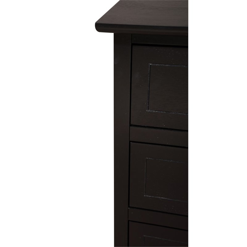 Pemberly Row Set of 2 Engineered Wood 3-Drawer Nightstands in Black