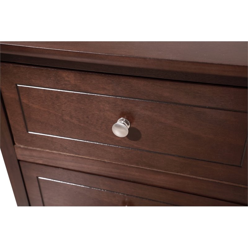 Pemberly Row Set of 2 Engineered Wood 3-Drawer Nightstands in Cappuccino