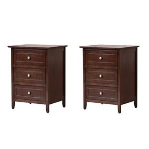 Pemberly Row Set of 2 Engineered Wood 3-Drawer Nightstands in Cappuccino