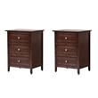 Pemberly Row Set of 2 Engineered Wood 3-Drawer Nightstands in Cappuccino