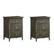 Pemberly Row Set of 2 Engineered Wood 3-Drawer Nightstands in Gray