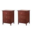 Pemberly Row Set of 2 Engineered Wood 3-Drawer Nightstands in Cherry