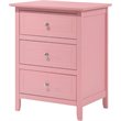 Pemberly Row Set of 2 Engineered Wood 3-Drawer Nightstands in Pink