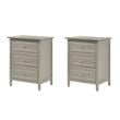 Pemberly Row Set of 2 Engineered Wood 3-Drawer Nightstands in Silver Champagne